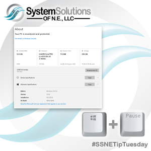 Windows System Properties and keyboard shortcuts